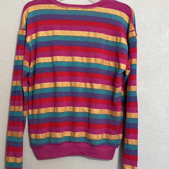 1058 Women’s  SpiritualGangster LongSleeve MetallicStripe Sweatshirt sz M - Picture 5 of 12